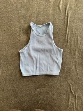 Ribbed Racerback Crop Tank Top - Light Blue